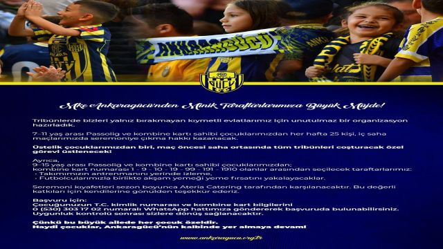 Ankaragücü'nden Minik Taraftarlara Büyük Sürpriz: Ücretsiz Maç Daveti ve Özel Etkinlik!