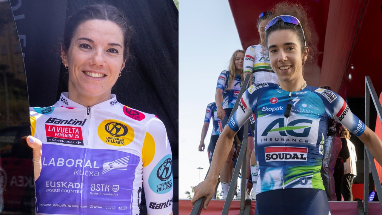 Anne Santesteban y Mireia Benito posan para AS durante La Vuelta Femenina. 